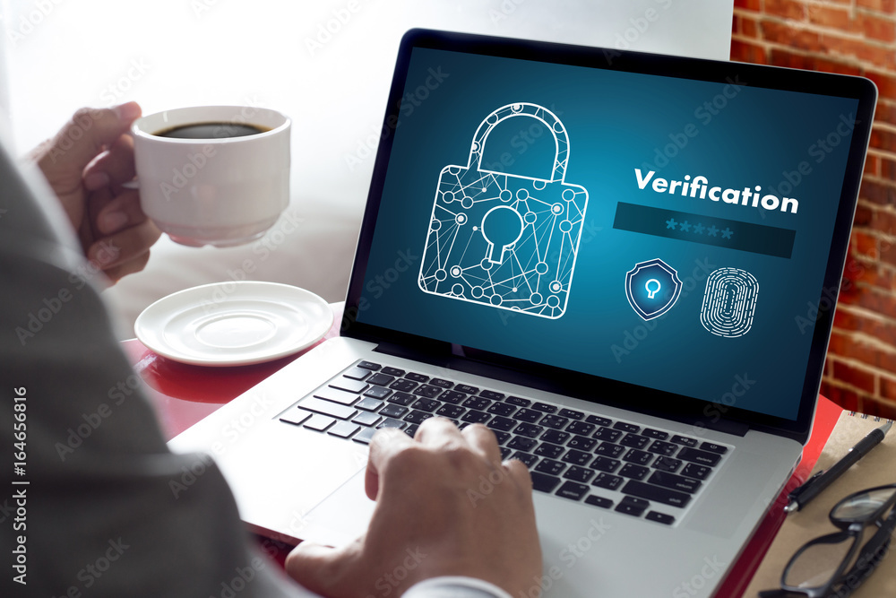 Poster verification action professionals working process performance password and register