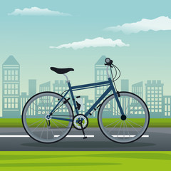 color background city landscape with bicycle vehicle transport in street