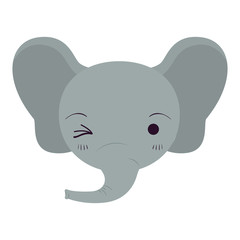 colorful caricature cute face of elephant wink eye expression vector illustration