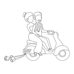 isolated newlywed couple motorcycle icon vector illustration graphic design