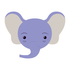 colorful caricature cute face of elephant tranquility expression vector illustration