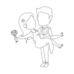 isolated cute newlywed couple icon vector illustration graphic design