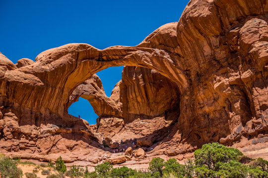 Double arch. Tourist attraction of the USA. Arches National Park
