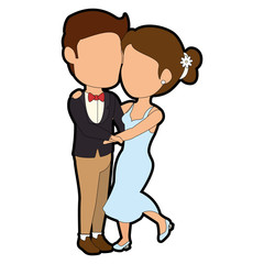 isolated newlywed couple dancing icon vector illustration graphic design
