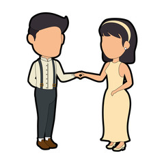Obraz na płótnie Canvas isolated cute newlywed couple icon vector illustration graphic design