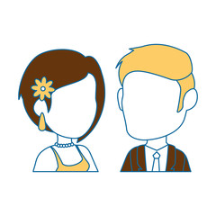 isolated cute upperbody wife and husband icon vector illustration graphic design