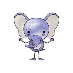 color crayon silhouette caricature of cute elephant tranquility expression vector illustration