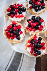 Homemade currant tart pie on wooden table
