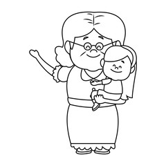 little girl and grandmother together family