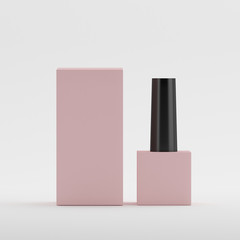 Blank Nail Polish Mock-up Templated On Isolated White Background, Ready For Your Design, 3D Illustration