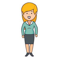 cartoon happy woman icon over white background colorful design vector illustration