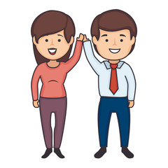 Obraz premium businessman and woman icon over white background colorful design vector illustration