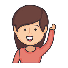 cartoon happy woman icon over white background colorful design vector illustration