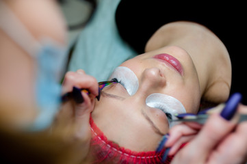 Eyelash extensions in the beauty Studio.
