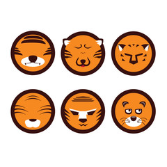 Set of tiger face icon