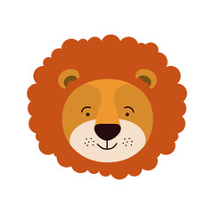 colorful caricature cute face of male lion animal happiness expression vector illustration