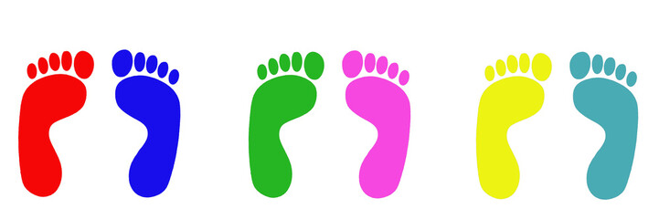 Bunte Füsse in Startposition