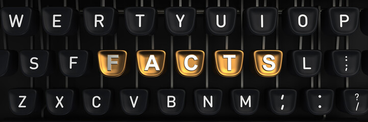 Typewriter with facts letters on buttons