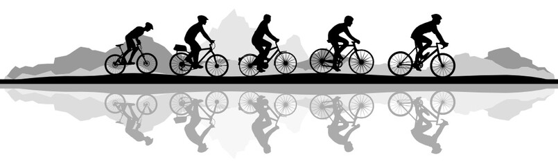 Obraz premium Silhouette Fahrrad Berge