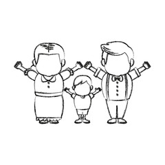 happy grandparents standing with their grandson