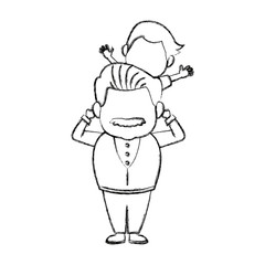 cartoon happy grandpa and his grandson on white background