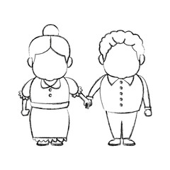 happy grandpa and grandma parents standing together