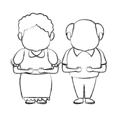 happy grandpa and grandma parents standing together