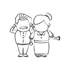 happy grandpa and grandma parents standing together