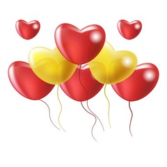 Colorful glossy gel balloons in heart-shape isolated illustration