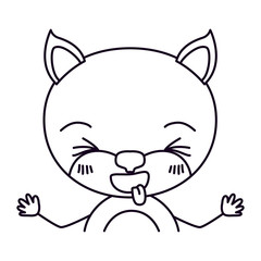 sketch silhouette caricature half body cat expression sticking out tongue vector illustration