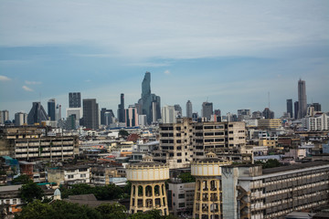 Fototapeta na wymiar Bangkok, the capital city of Thailand, the high view from the golden mountain of Wat Saket.