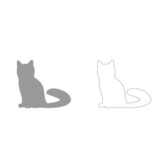 Cat  the grey set icon .