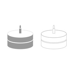 Cake with candle the grey set icon .