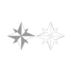 Wind rose the grey set icon .