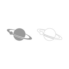 Planet with satellite on the ring the grey set icon .