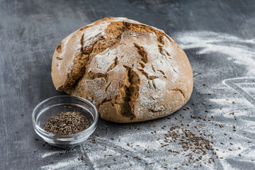Home-made fresh bread made from rye flour