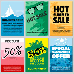 Summer sale offer banner set template vector illustration