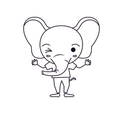 sketch silhouette caricature of cute elephant wink eye expression with t-shirt vector illustration