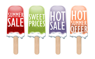 Ice cream banner summer sale realistic vector illustration