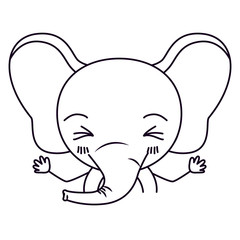 sketch silhouette caricature half body of cute elephant happiness expression vector illustration