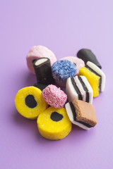 Mixed liquorice candies.