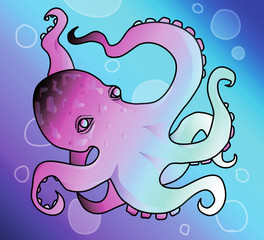 Octopus Sea Cute Animal Ocean water illustration