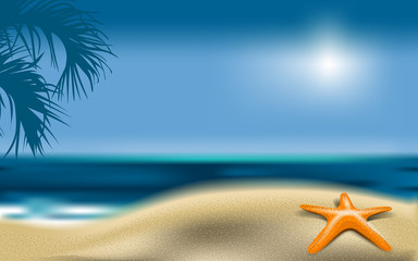 Summer background sea beach vector illustration