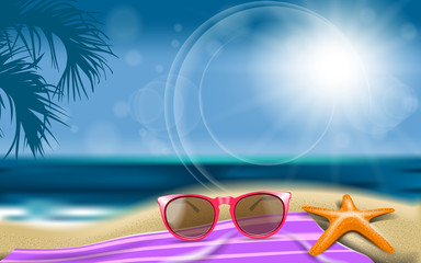 Summer background sea beach vector illustration
