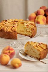 Homemade delicious aromatic peach pie.
