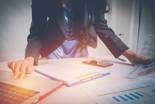 Business woman work hard at office