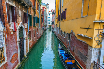 Fototapeta na wymiar Colorful street in the Italian Venice.