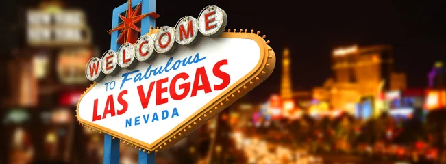 Deurstickers Amerikaanse plekken Welkom bij het fantastische bord van Las Vegas