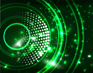 Neon circles abstract background