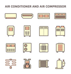 Vector icon of air conditioner and air compressor part of hvac system.